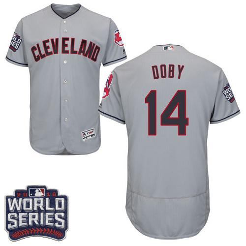Indians #14 Larry Doby Grey Flexbase Authentic Collection 2016 World Series Bound Stitched MLB Jersey